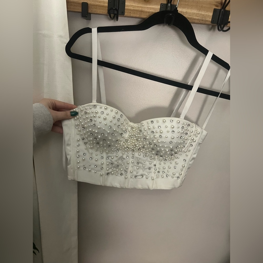 Gemmed Corset Crop Top